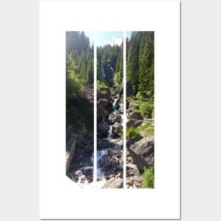 A static shot of the awesome Pissandolo waterfall in Comelico superiore. Beautiful nature in a summer sunny day, no people around. Italy (vertical) Posters and Art